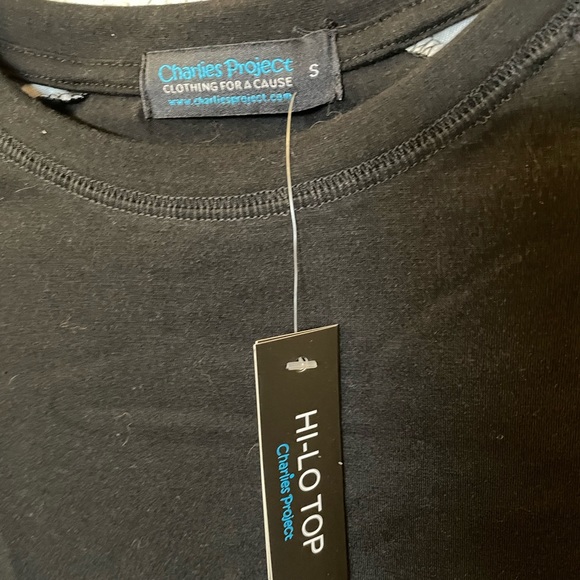 **NWT** size S Charlie’s Project baseball tee, black w/white stars on sleeves - Picture 3 of 5